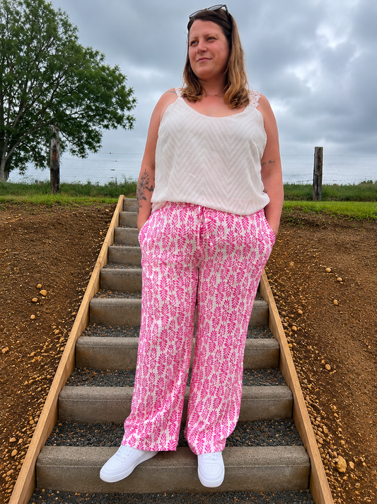 Pantalon en gaze de coton à motif