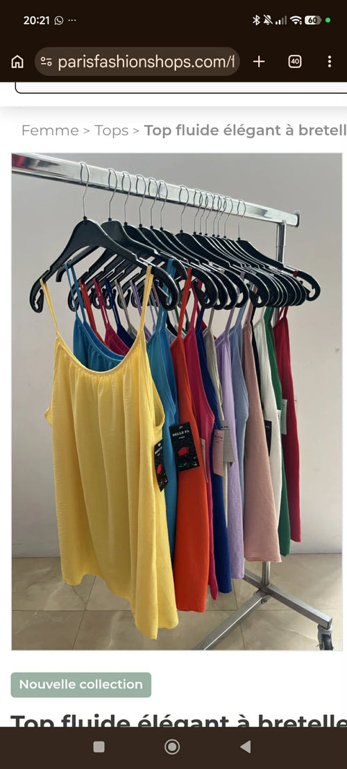 Top fluide à bretelles