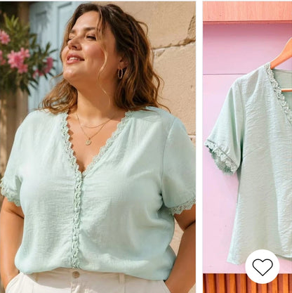 Blouse col dentelle grande taille