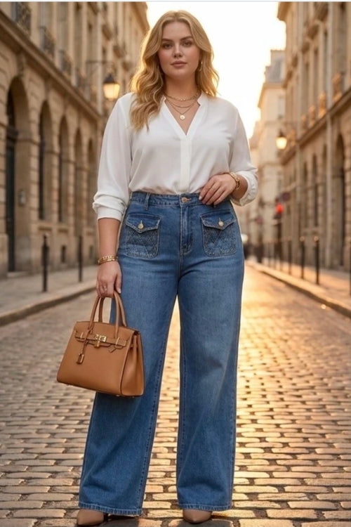 Jean super wide leg grande taille